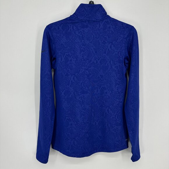 3/$25 Nike Pro Dri Fit Half Zip Pullover Top M Embossed Snake Skin Print Blue - Picture 2 of 8